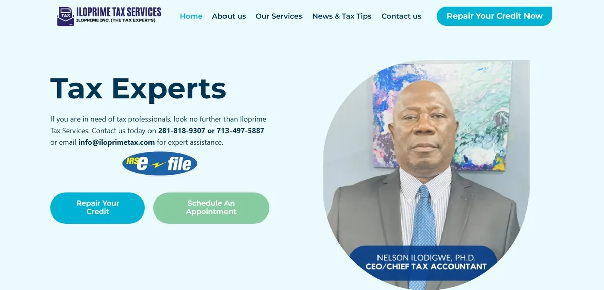 Iloprime Tax Services website